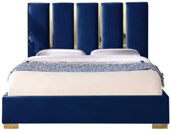 Contemporary Velvet Upholstered Bed, Solid Wood Frame, High-density Foam, Gold Metal Leg, Queen Size