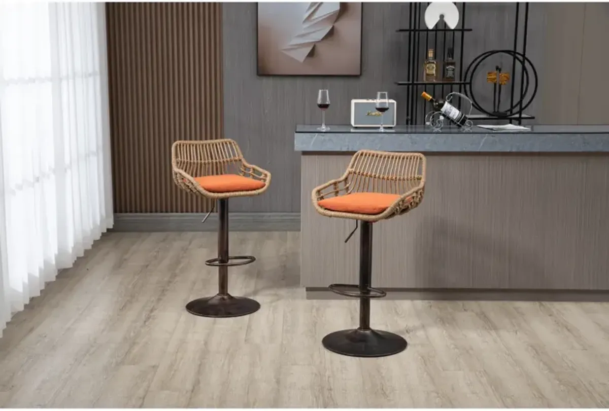 Swivel Bar Stools Set Of 2 Adjustable Counter Height Chairs With Footrest For Kitchen, Dining