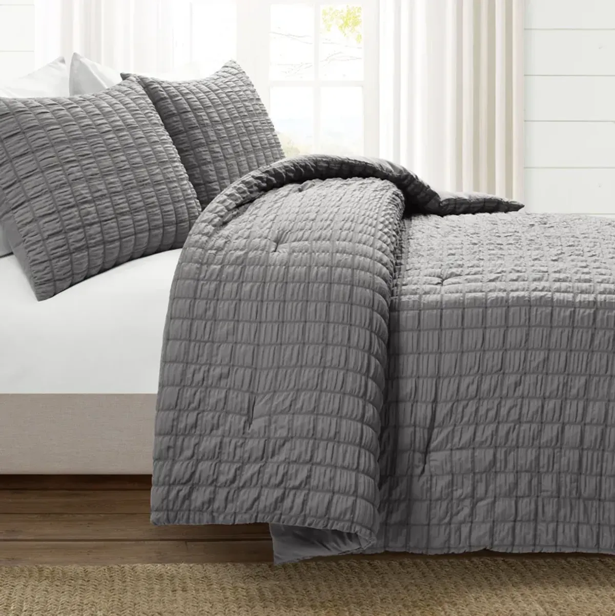 Crinkle Textured Dobby Comforter 3-Pc Set