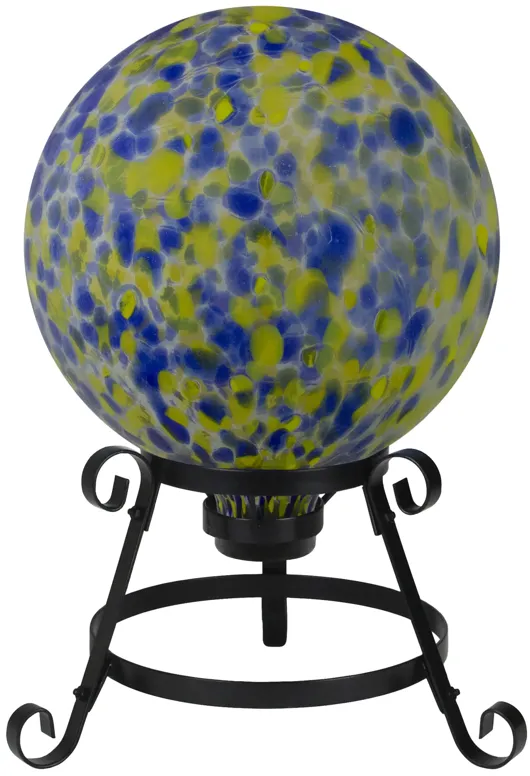 10" Yellow and Blue Outdoor Patio Garden Gazing Ball