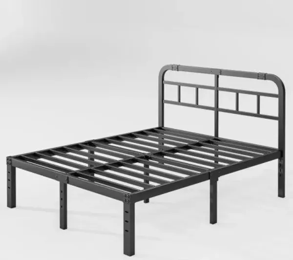 Hivvago Queen Size Heavy Duty Black Metal Platform Bed Frame with Headboard