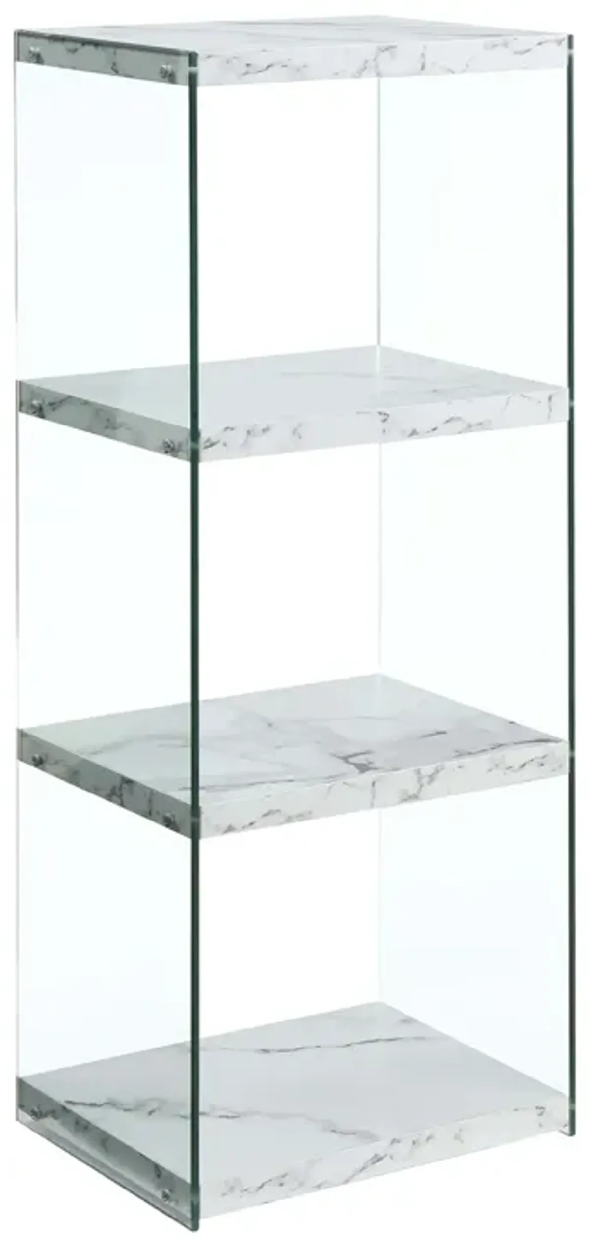 Convenience Concepts SoHo 4 Tier Tower Bookcase, White Faux Marble