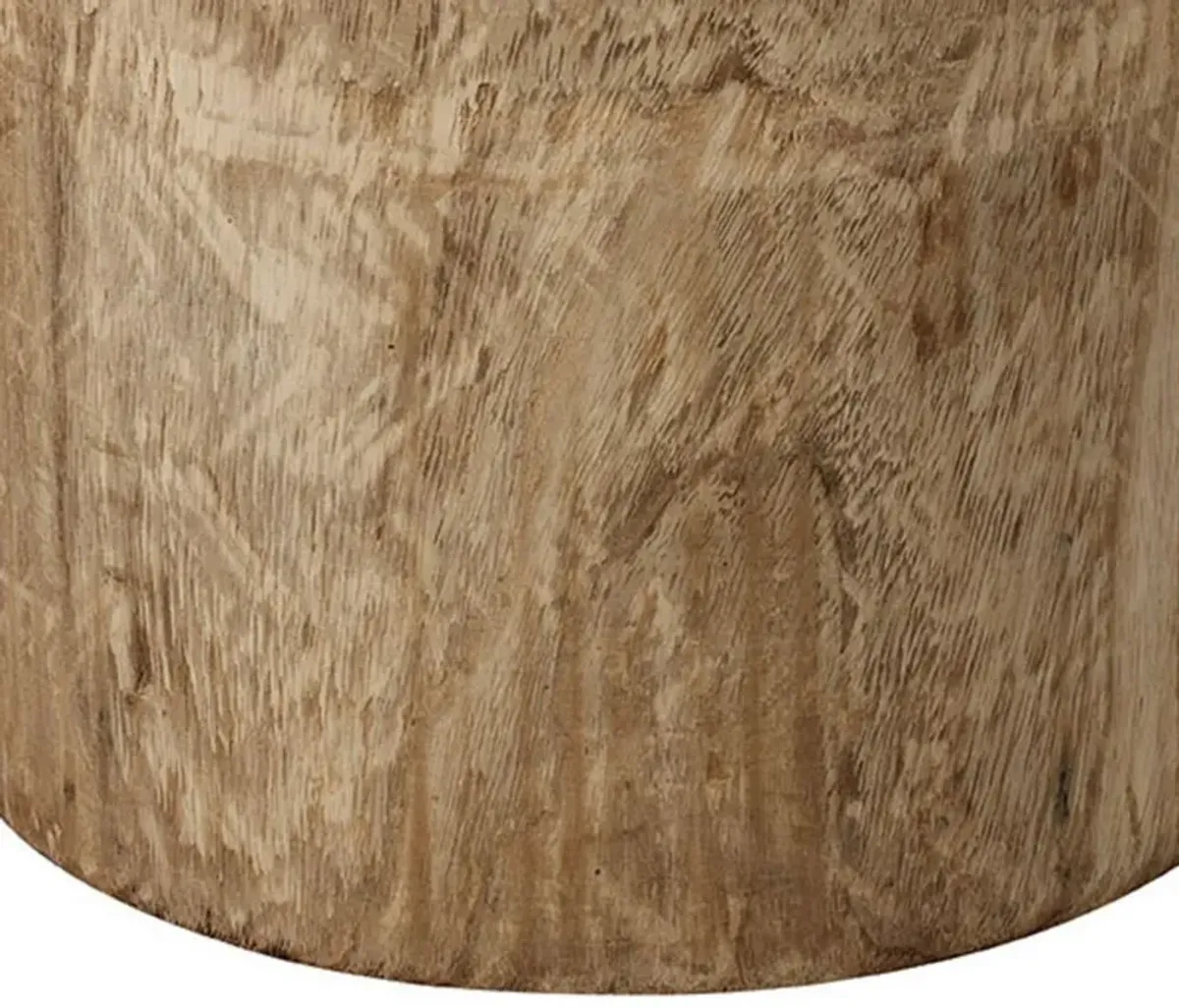 18 Inch Modern Side End Table, Tree Log Design, Paulownia Wood, Natural-Benzara