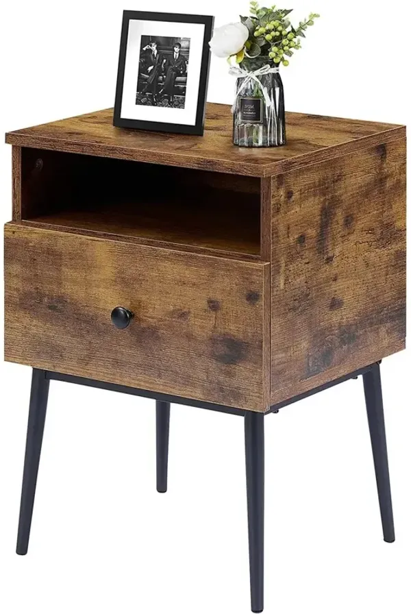 Retro Wood End Table Nightstand – Mid-Century Modern Accent