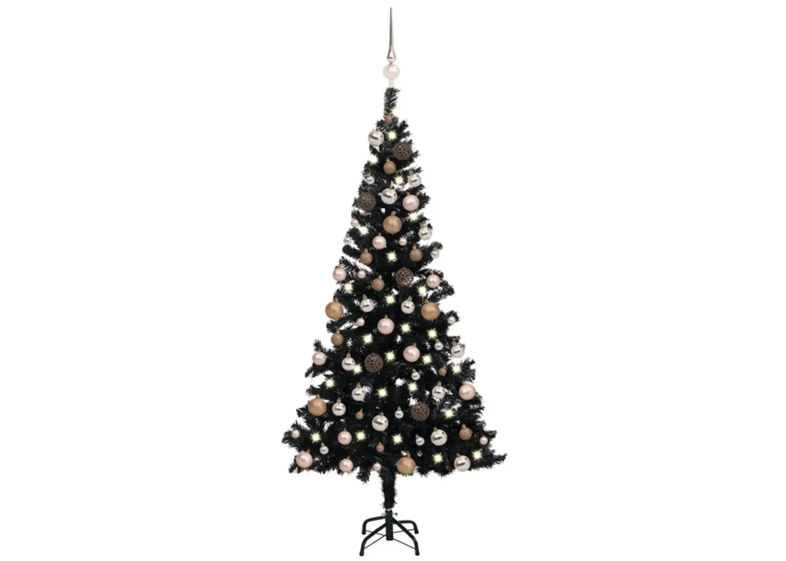 vidaXL Artificial Christmas Tree with LEDs&Ball Set Black 59.1" PVC