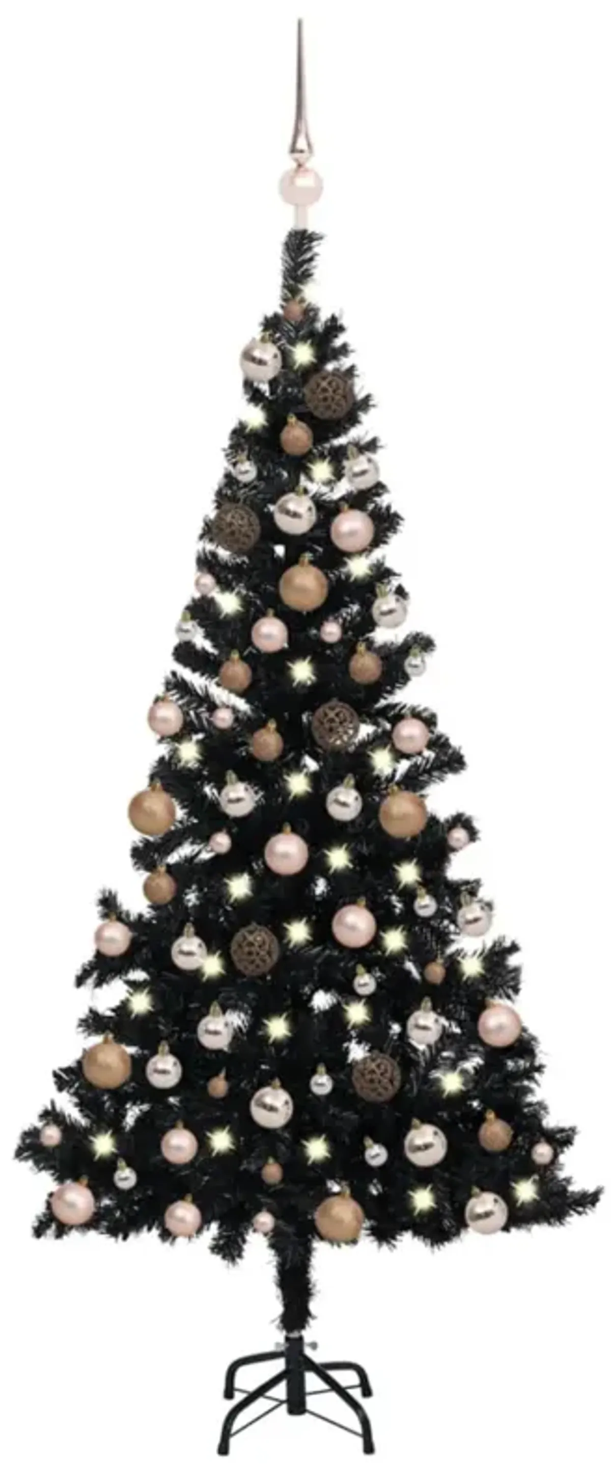 vidaXL Artificial Christmas Tree with LEDs&Ball Set Black 59.1" PVC