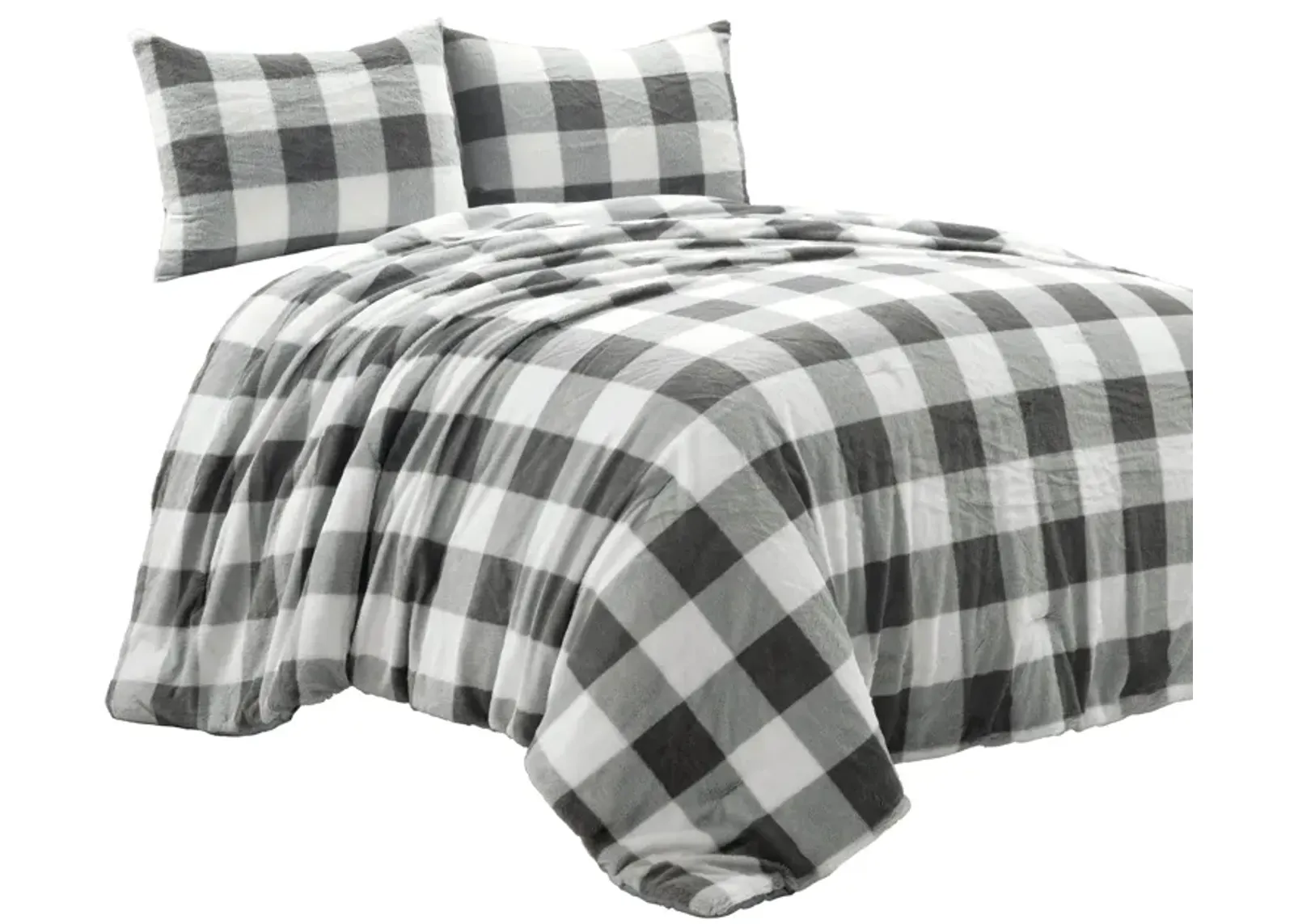 Plaid Ultra Soft Faux Fur Light Weight All Season Kids Back To Campus Comforter 2-Pc Set