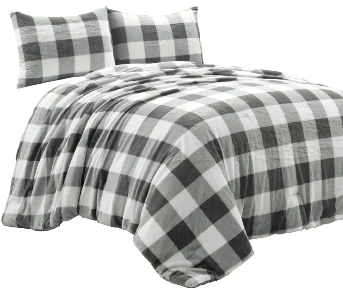 Plaid Ultra Soft Faux Fur Light Weight All Season Kids Back To Campus Comforter 2-Pc Set