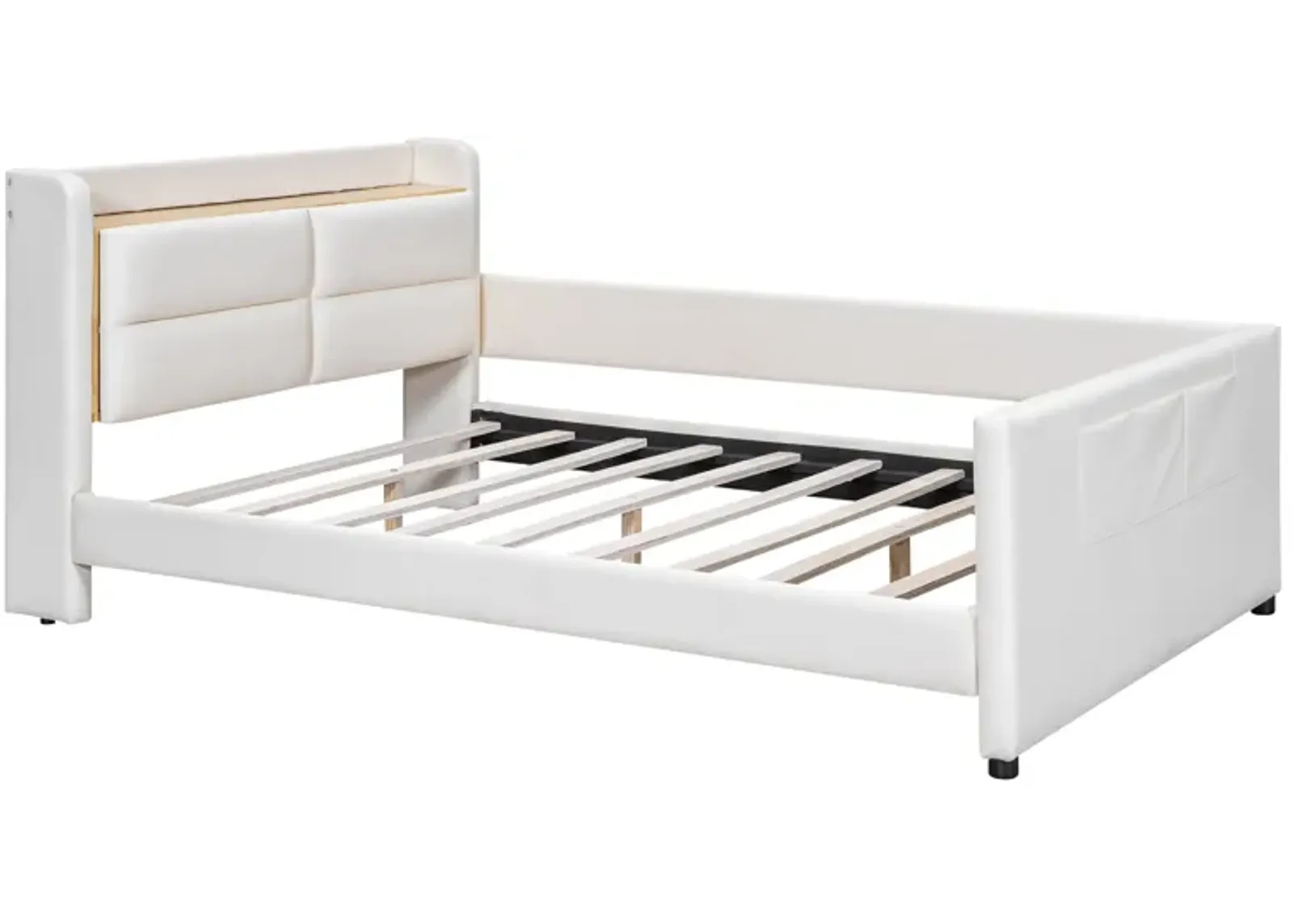 Merax Upholstered Platform Bed with Guardrail