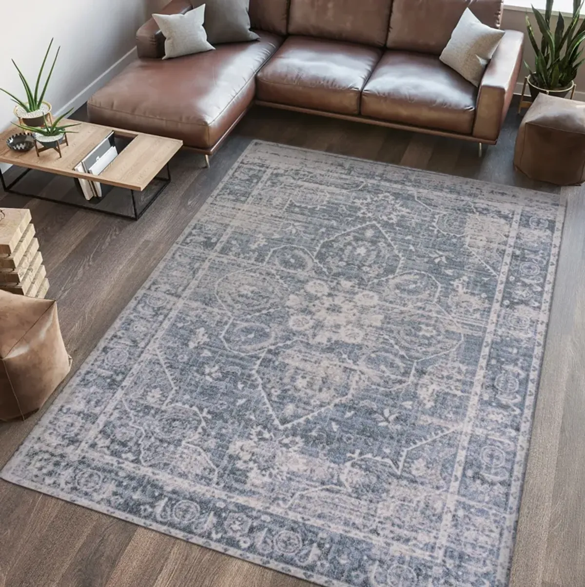 Shaii Global Medallion Low-Pile Machine-Washable Area Rug