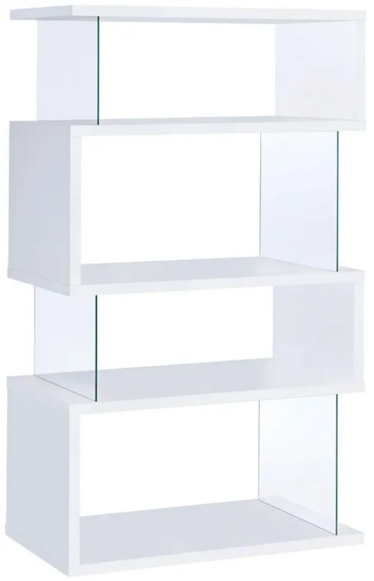 Fantastic glossy white wooden bookcase-Benzara