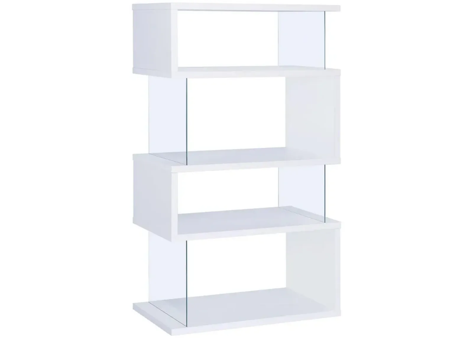 Fantastic glossy white wooden bookcase-Benzara