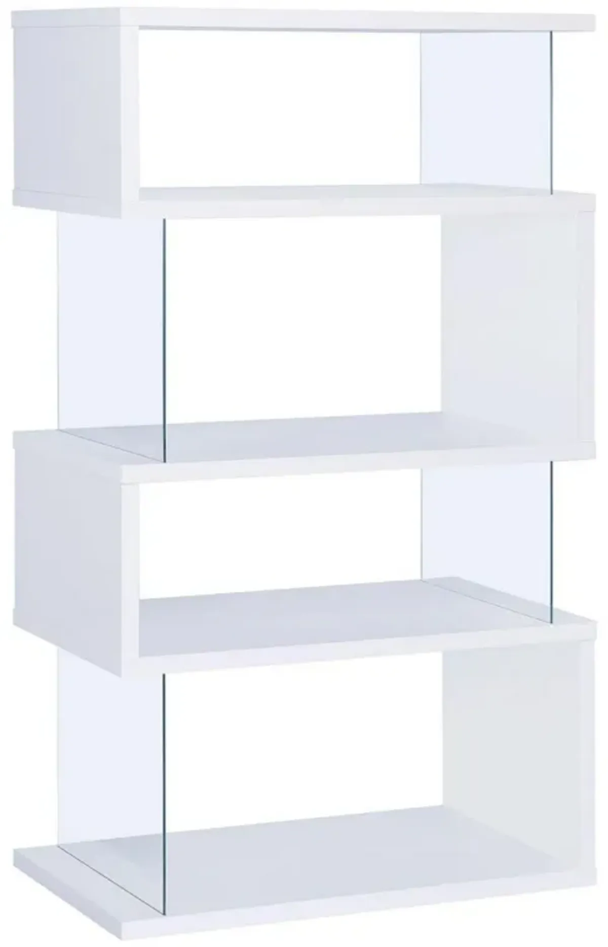 Fantastic glossy white wooden bookcase-Benzara