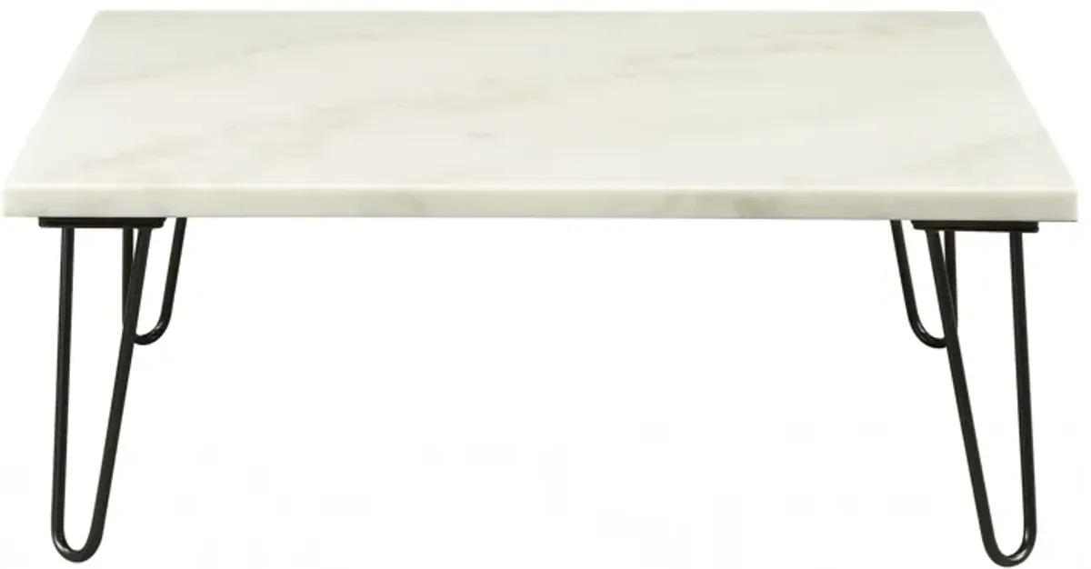 40 X 40 X 15 Real Marble And Black Coffee Table