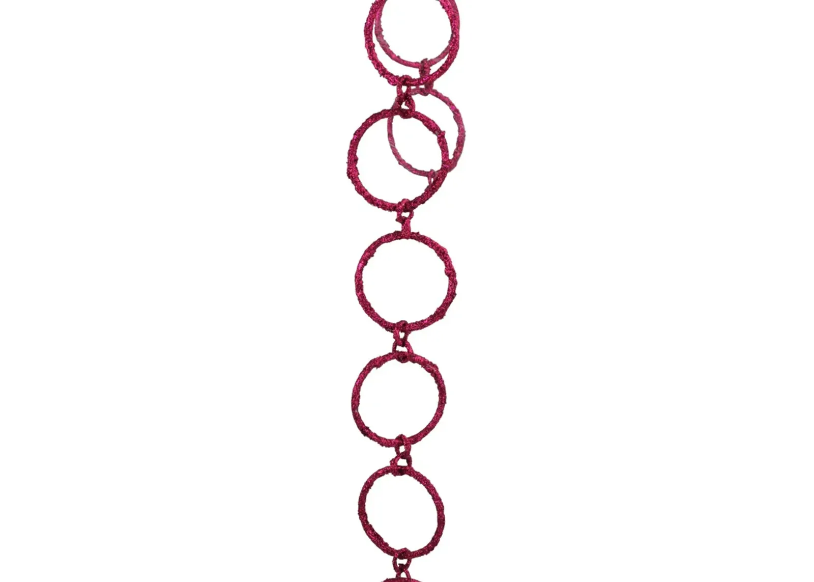 5' x 1.75" Pink Sparkling Glitter Round Circle Chain Artificial Christmas Garland - Unlit