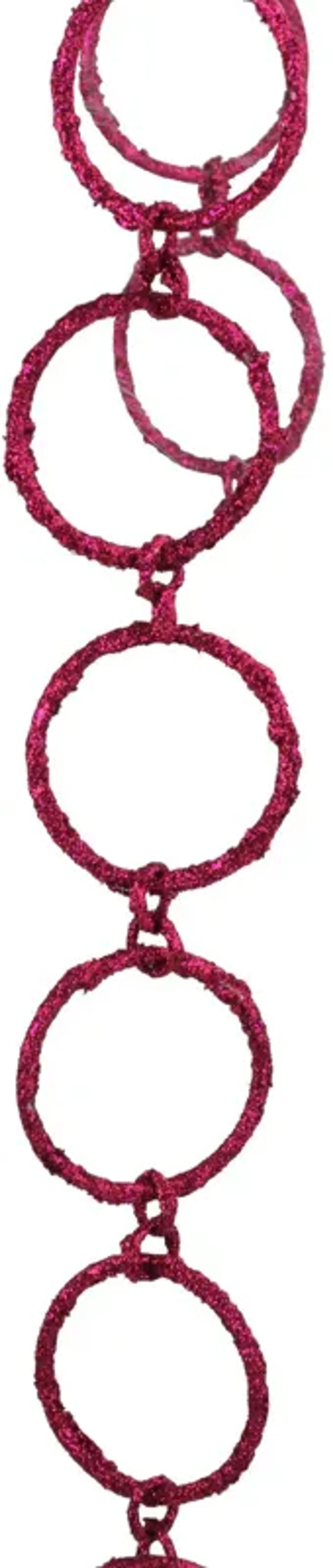 5' x 1.75" Pink Sparkling Glitter Round Circle Chain Artificial Christmas Garland - Unlit