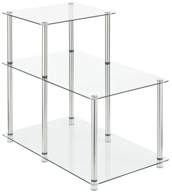 Convenience Concepts Designs2Go Classic Glass 3 Tier Step End Table, Glass