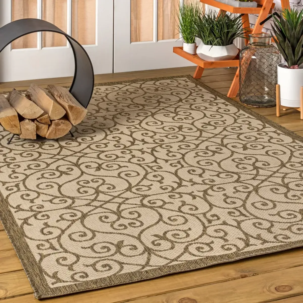 Madrid Vintage Filigree Textured Weave Indoor/Outdoor Area Rug