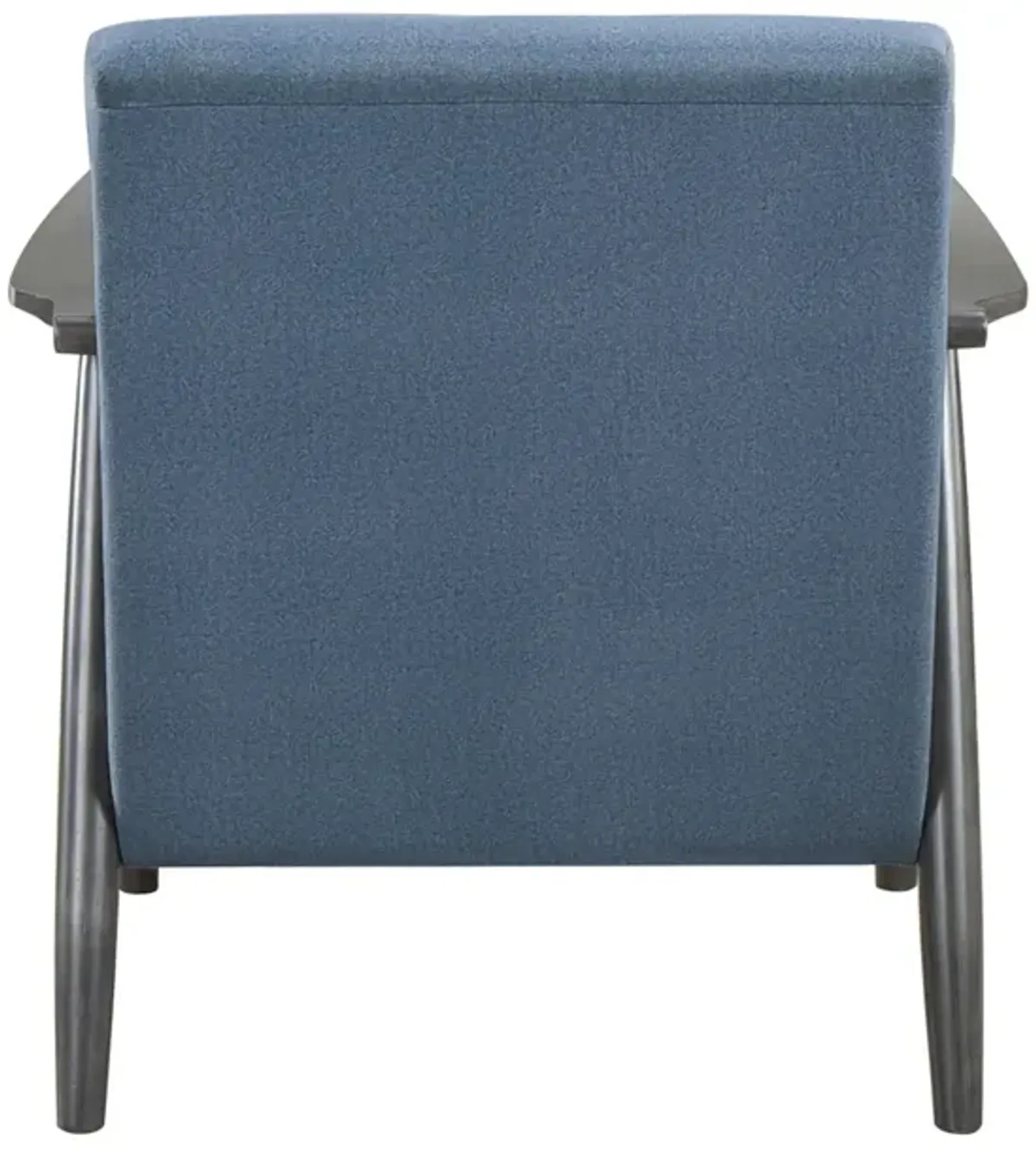 Tira 32 Inch Accent Chair, Channel Stitched, Blue Velvet, Gray Solid Wood - Benzara