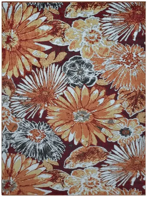 RUGSOTIC CARPETS MACHINE MADE HEATSET POLYPROPYLENE AREA RUGS  - 5'x8', Rectangle Shape, Beige Caramel Color, Floral Modern Design, Midium Pile Machine Made Area Rugs (M00030)