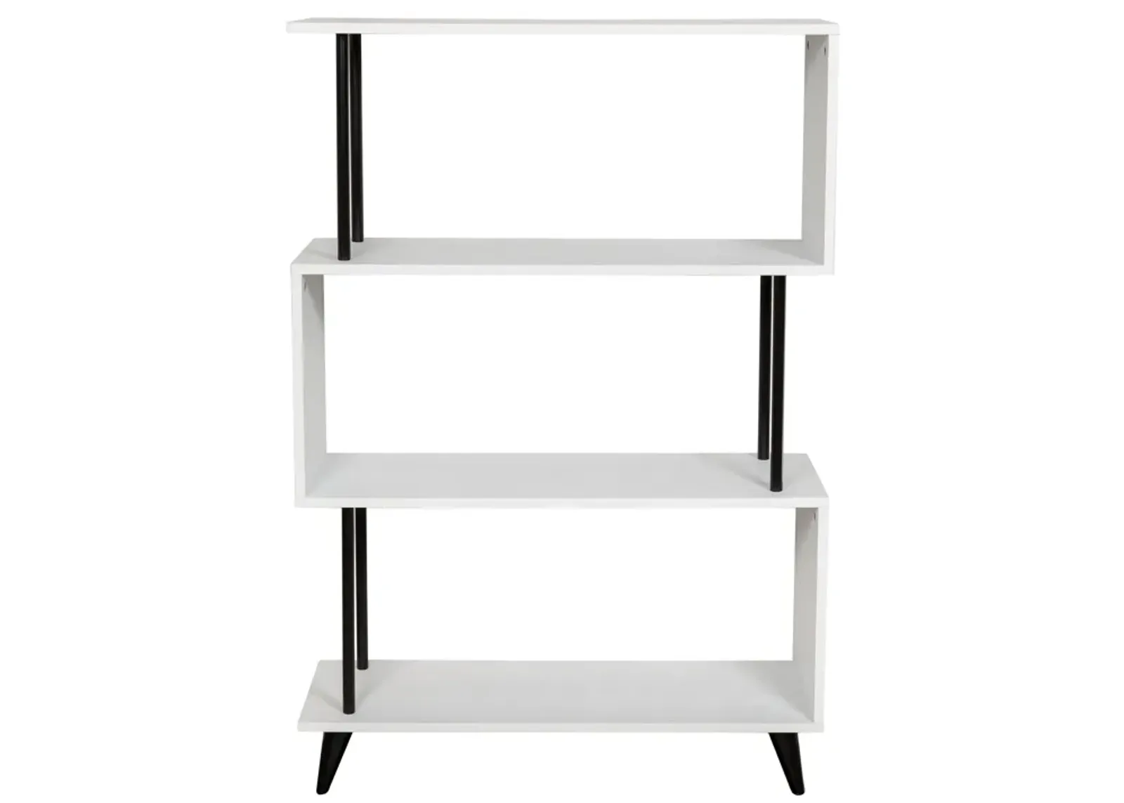 Breuer Multi-Tier White S-Shaped Bookcase with Black Hardware Accents