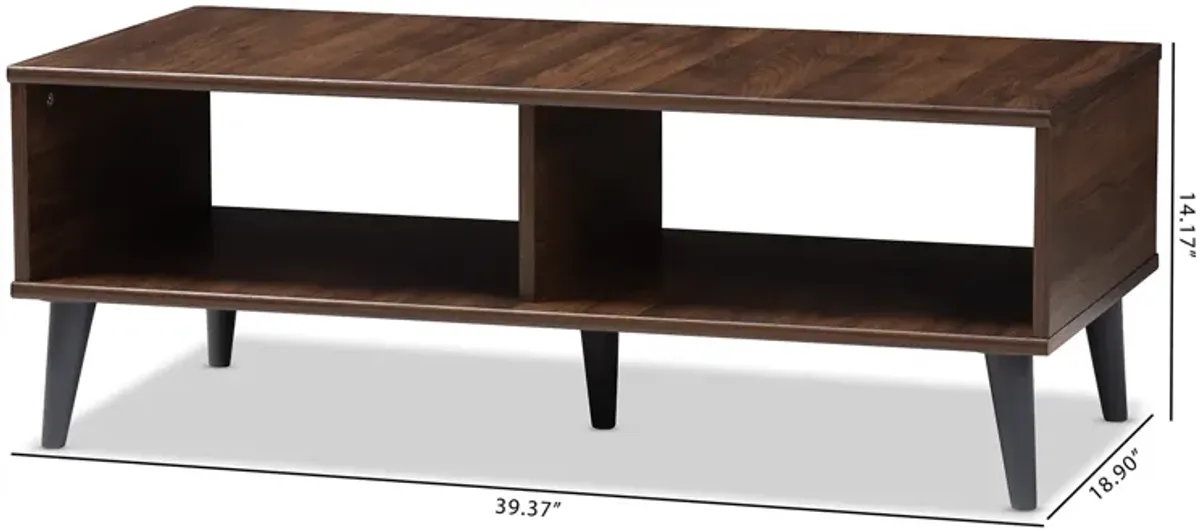 Baxton Studio Pierre Mid Century Modern Brown Wood Coffee Table