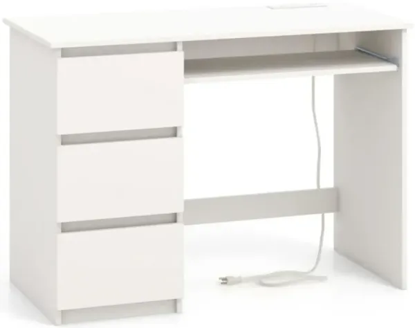 Computer Desk with Power Outlet Keyboard Tray and 3 Large Drawers