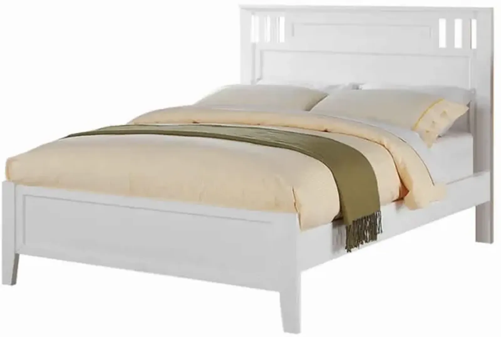 MarvellousTwin Bed Wooden Finish , White-Benzara