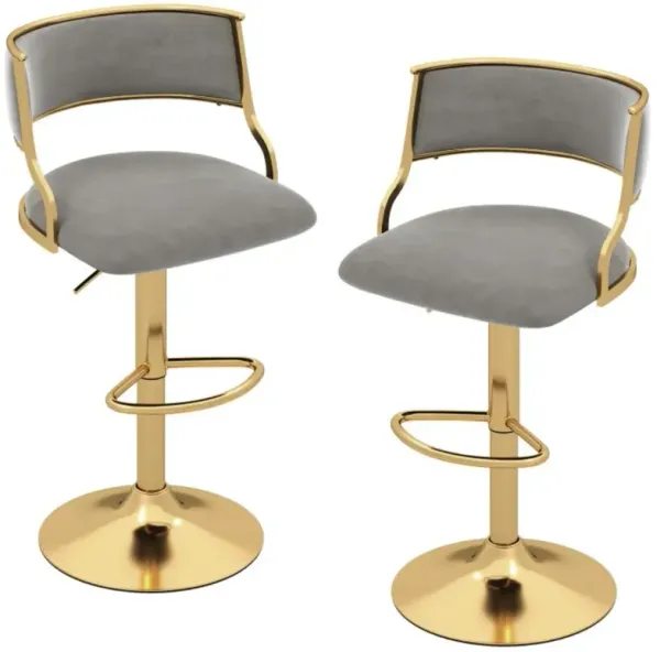 Hivvago Swivel Bar Stool Set of 2 Dutch Velvet Height Adjustable Island Stools