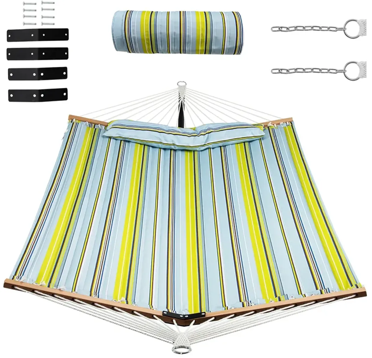 Patio Hammock Foldable Portable Swing Chair Bed with Detachable Pillow