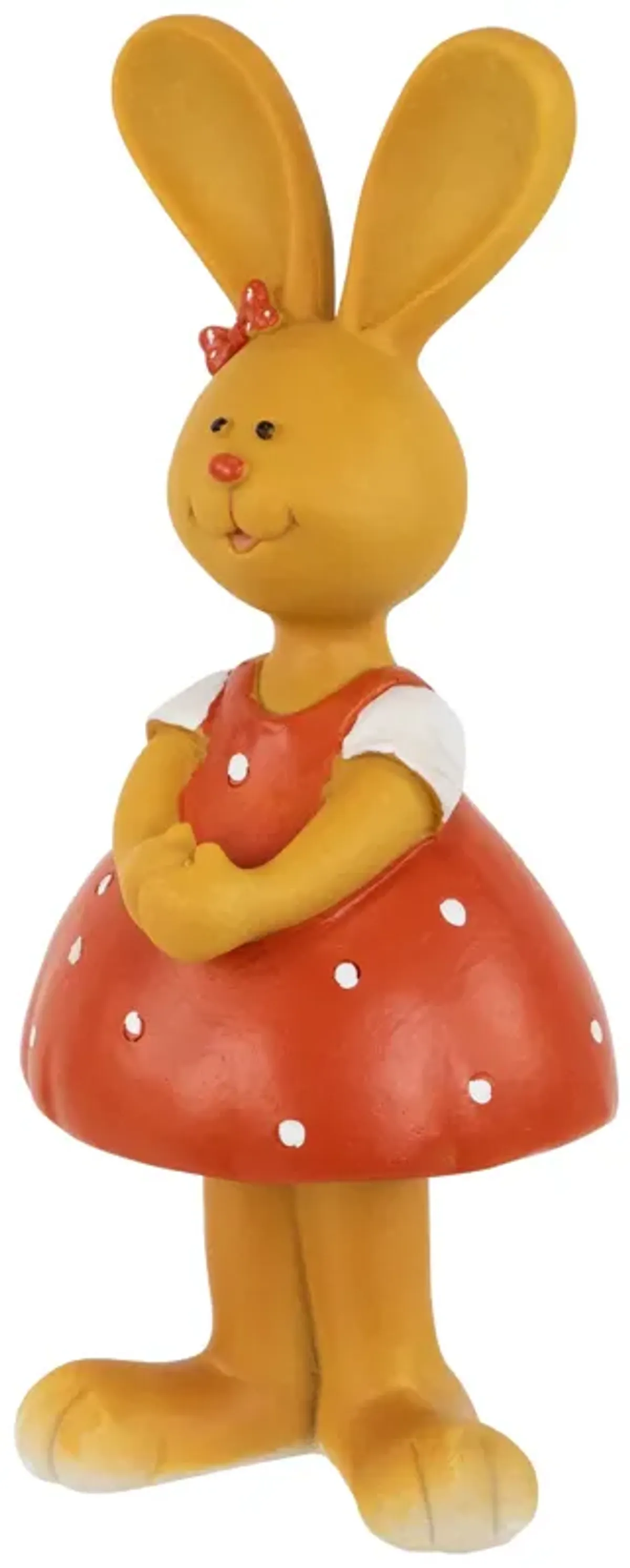 Bunny Girl in Polka Dot Dress Easter Outdoor Garden Statue - 8"