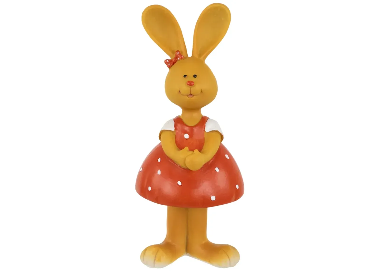 Bunny Girl in Polka Dot Dress Easter Outdoor Garden Statue - 8"