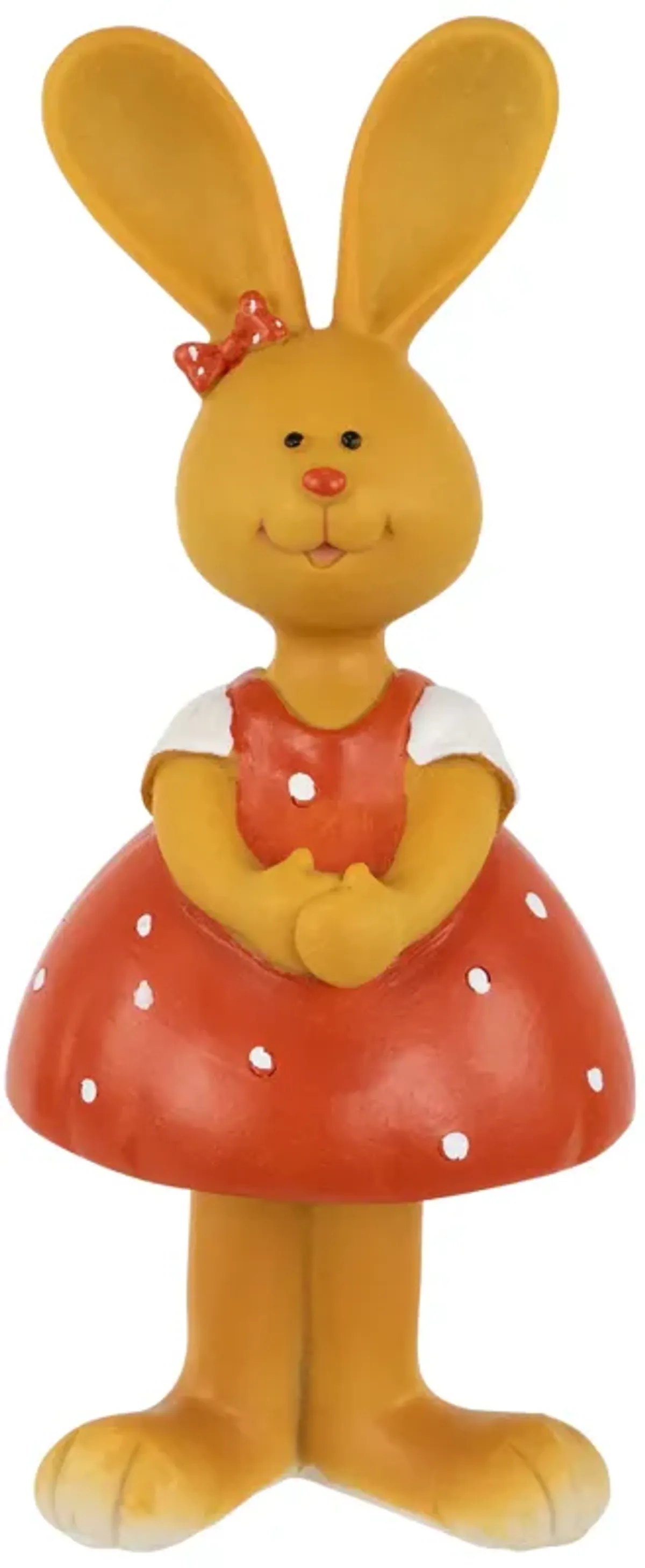 Bunny Girl in Polka Dot Dress Easter Outdoor Garden Statue - 8"