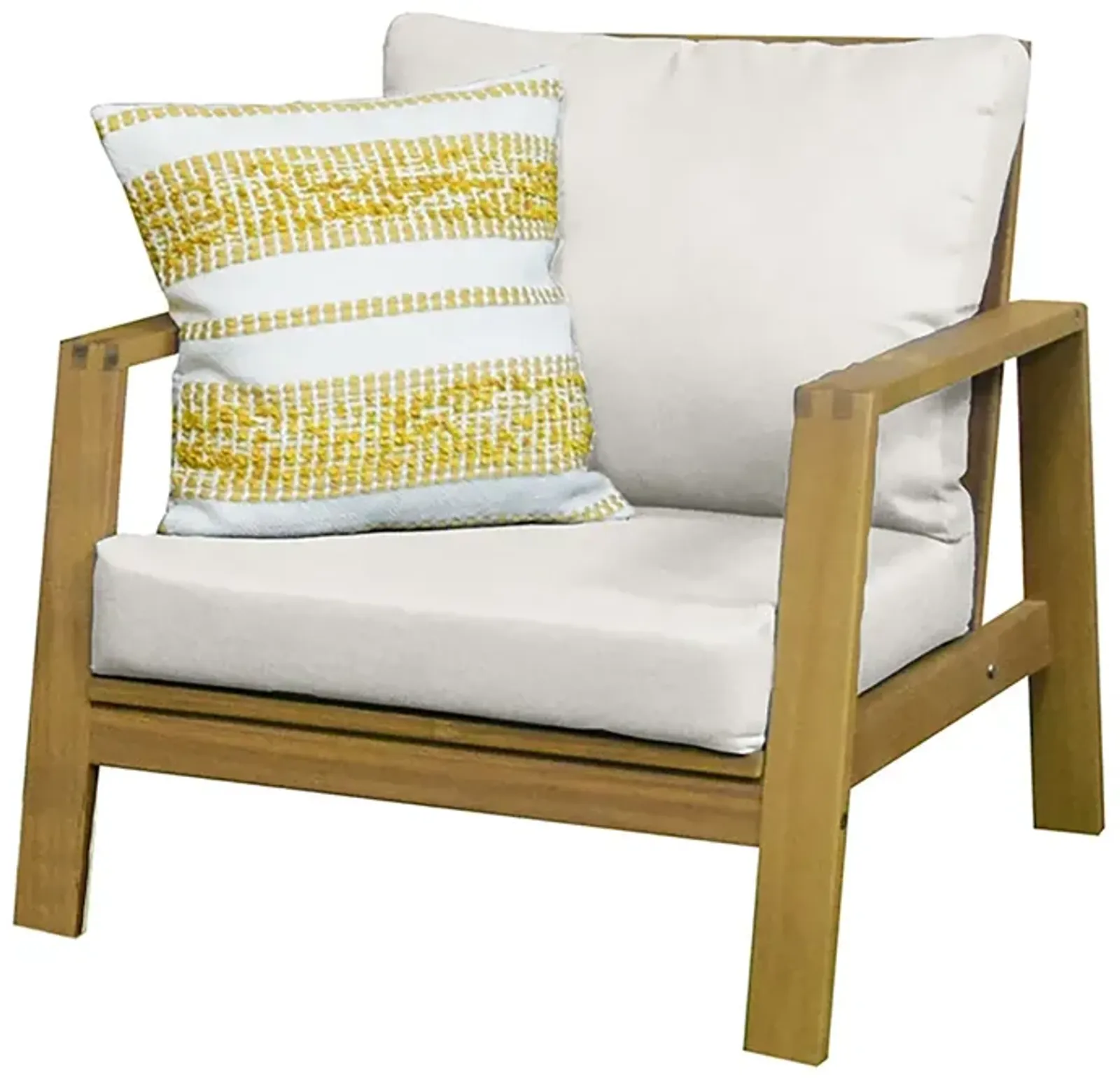 F. Corriveau International - Fuji Outdoor 1-Seater Armchair, Acacia Wood Frame