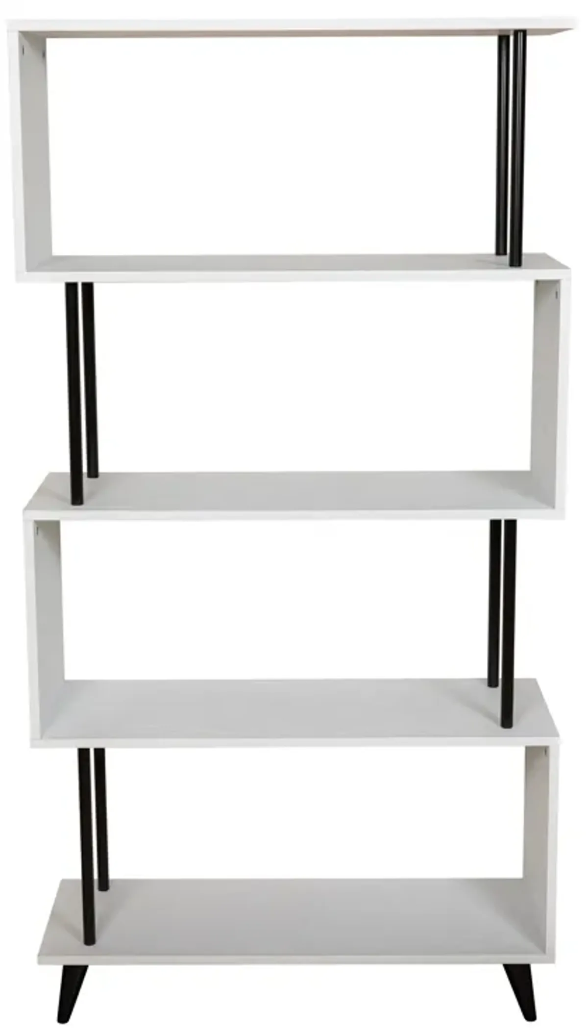 Breuer Multi-Tier White S-Shaped Bookcase with Black Hardware Accents