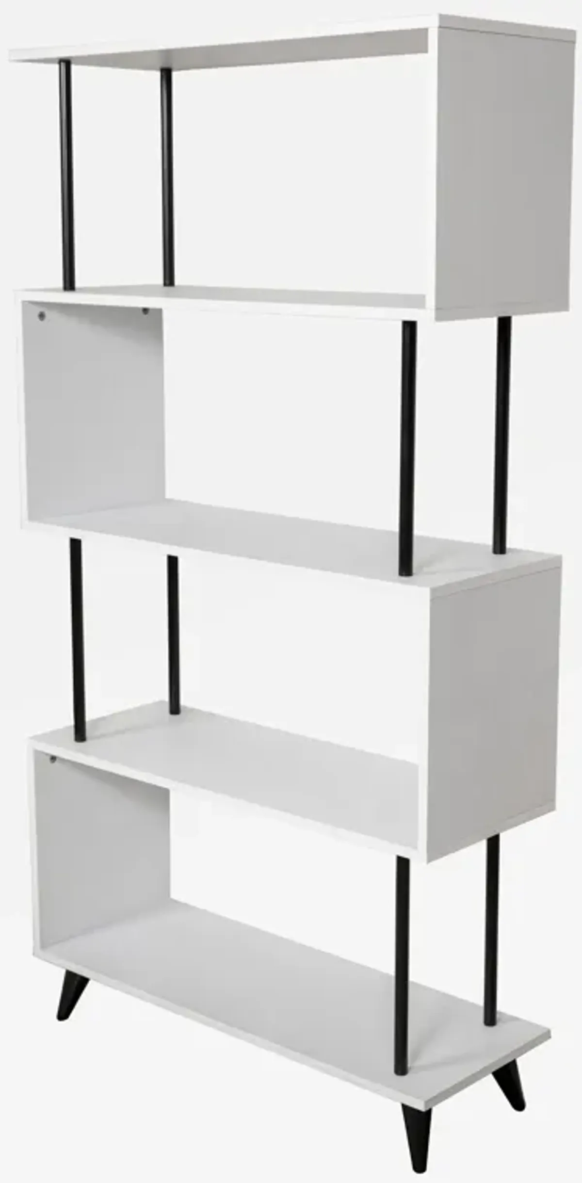 Breuer Multi-Tier White S-Shaped Bookcase with Black Hardware Accents