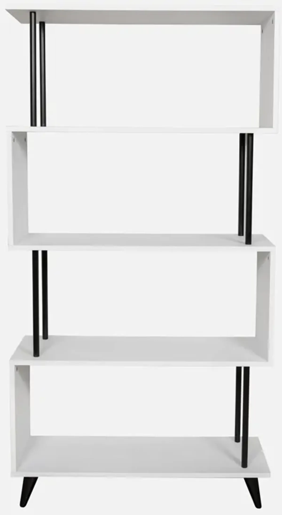 Breuer Multi-Tier White S-Shaped Bookcase with Black Hardware Accents