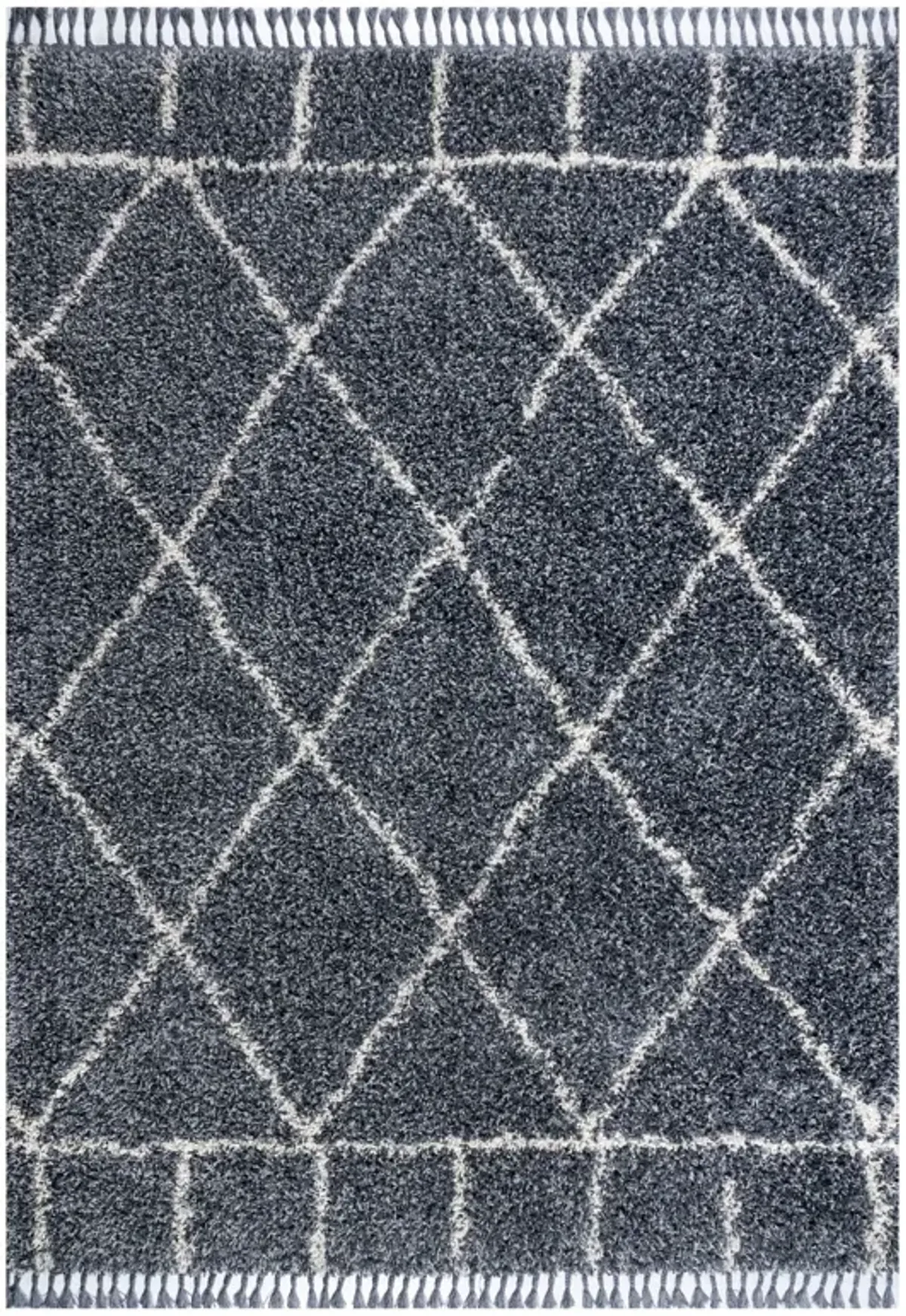 Mercer Shag Plush Tassel Moroccan Geometric Trellis Area Rug