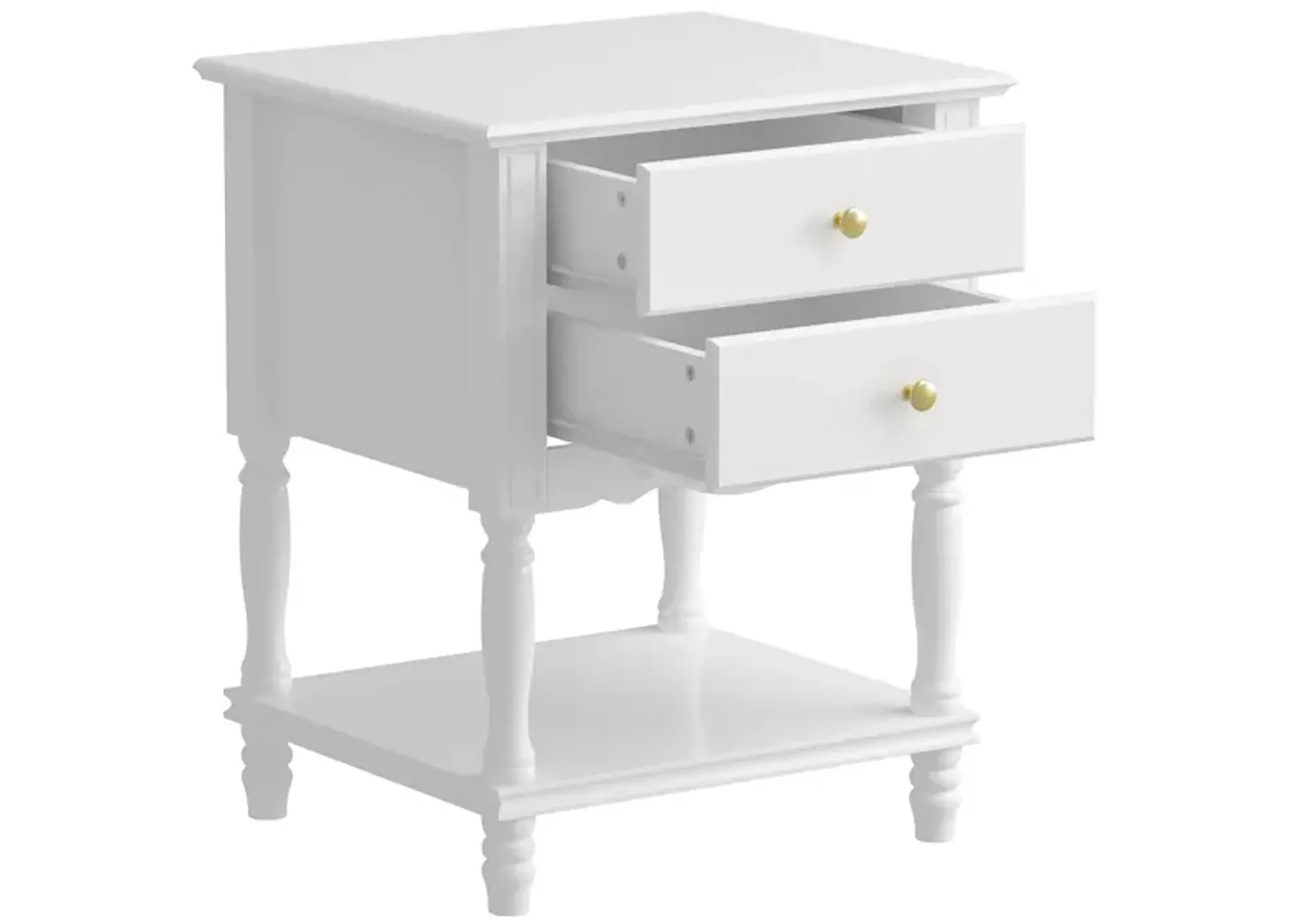 19.7 in. W x 16.9 in. D x 25.2 in. H, White Rectangle Wooden End Table, Dresser, Nightstand with 2- Drawer, Open Shelf