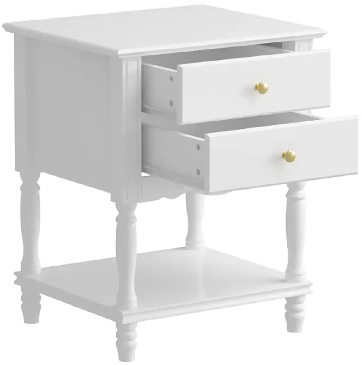 19.7 in. W x 16.9 in. D x 25.2 in. H, White Rectangle Wooden End Table, Dresser, Nightstand with 2- Drawer, Open Shelf