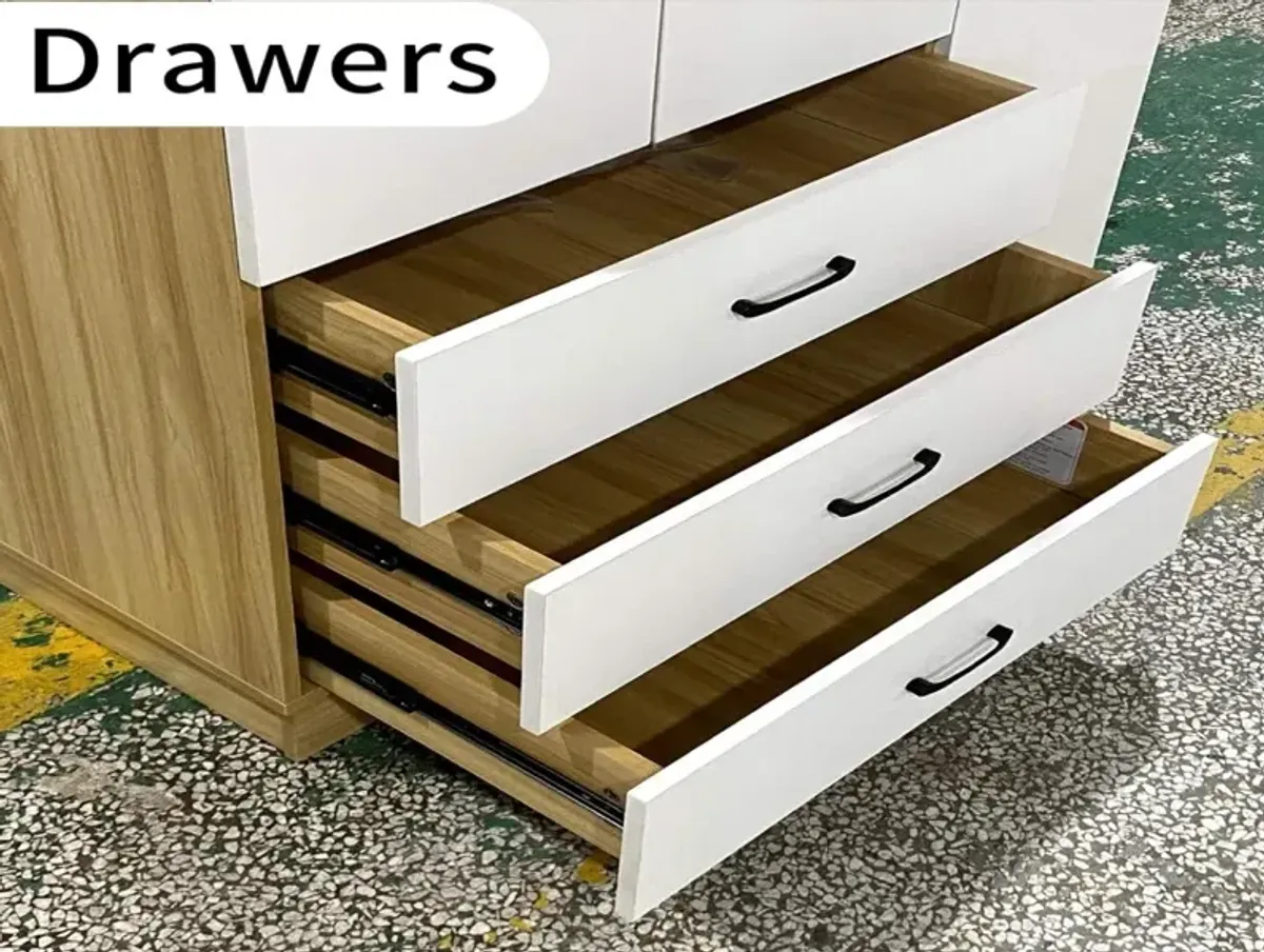 Wooden 3 Closet Drawers for Clothes Cabinet Closet Wardrobe , Bedroom Armoire Wardrobe Closet with Mirror,3 Door White Wardrobe Closet