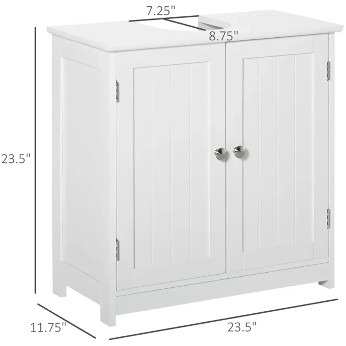 Short Pedestal Sink Washroom Storage Furniture w/Double Doors and Moveable Shelf