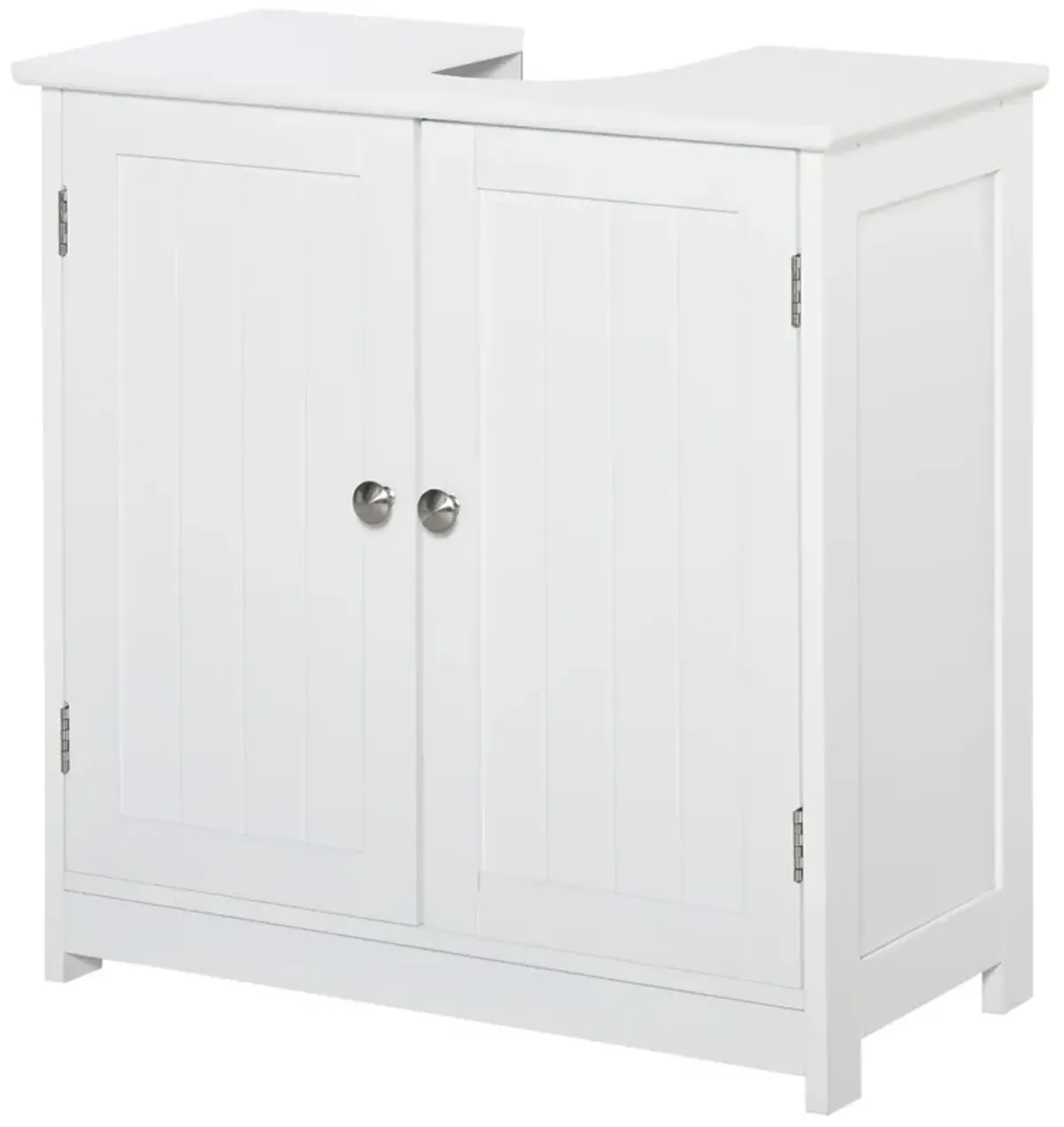 Short Pedestal Sink Washroom Storage Furniture w/Double Doors and Moveable Shelf