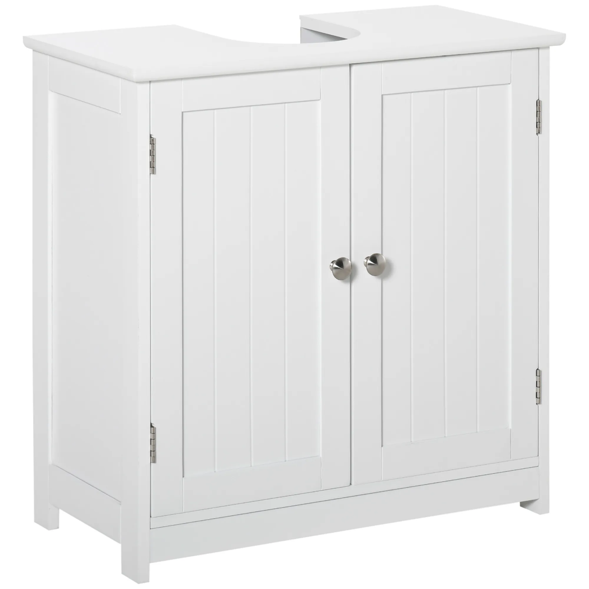 Short Pedestal Sink Washroom Storage Furniture w/Double Doors and Moveable Shelf