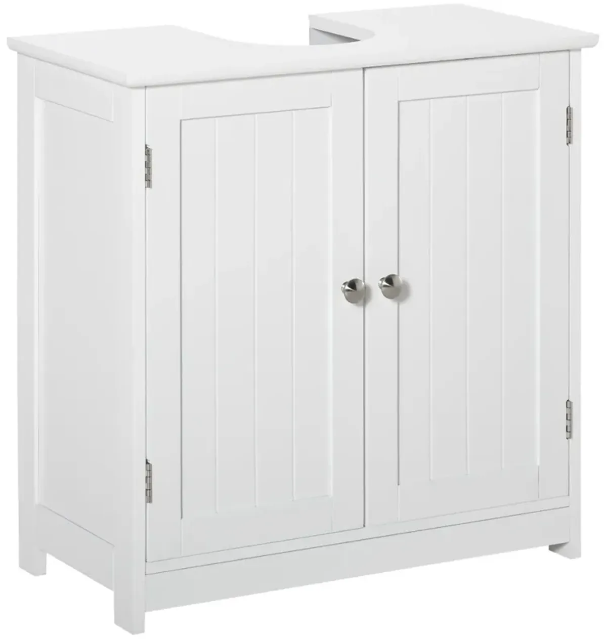 Short Pedestal Sink Washroom Storage Furniture w/Double Doors and Moveable Shelf