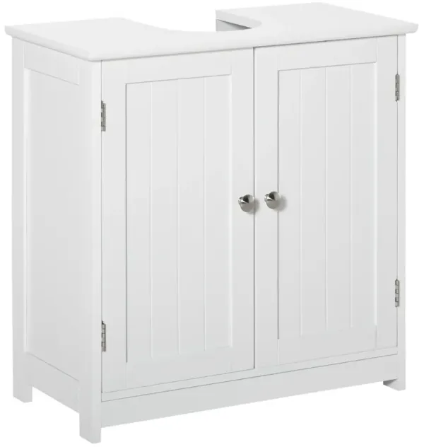 Short Pedestal Sink Washroom Storage Furniture w/Double Doors and Moveable Shelf