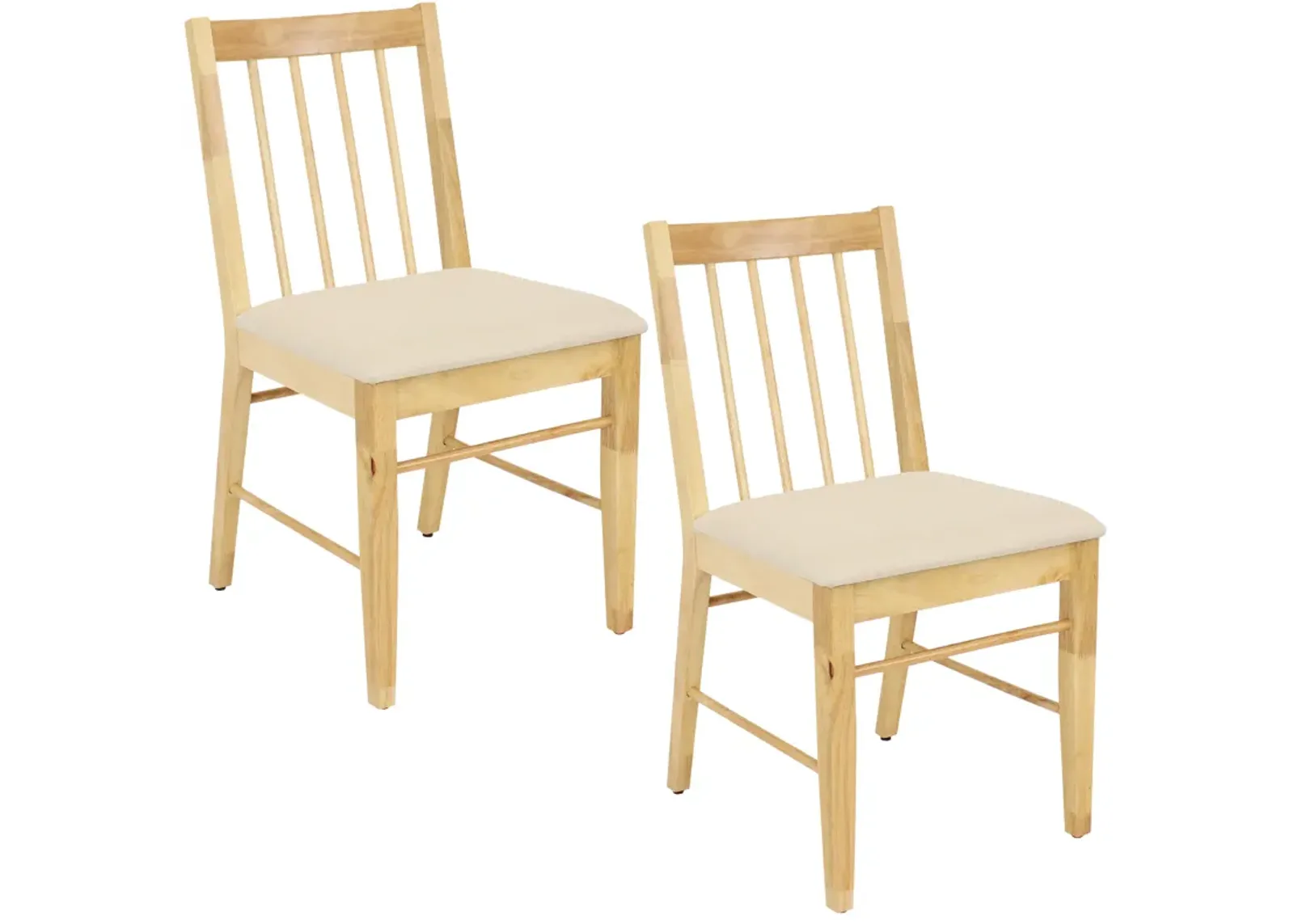 Sunnydaze Wooden Slat-Back Dining Chairs with Cushions - Natural - Set of 2