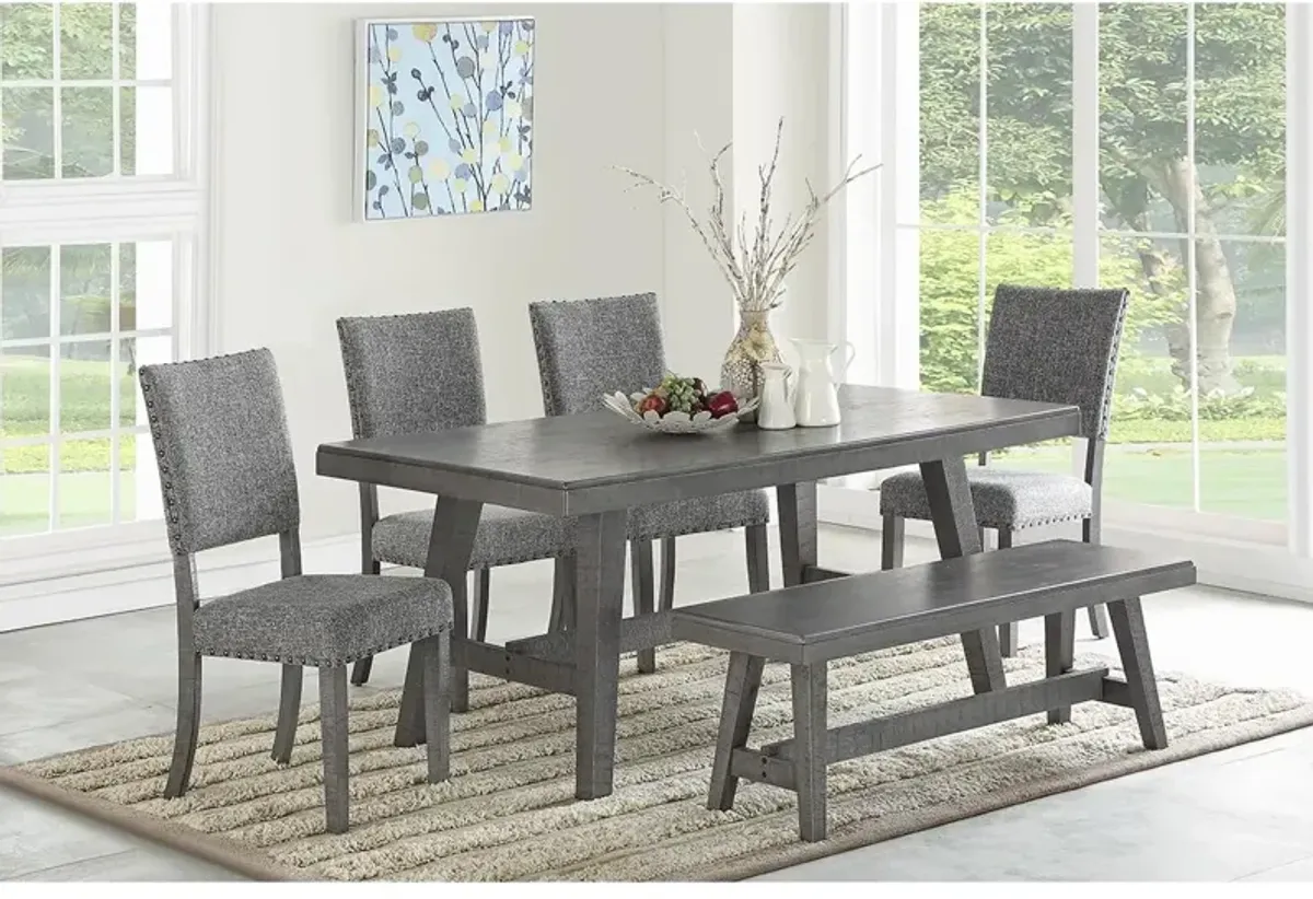 Modern Gray Fabric Upholstered Set Of 2 Side Chairs Dining Room Saw Tooth Engraving