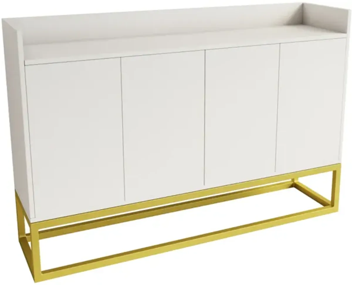 Stylish And Functional 4-Door Storage Cabinet With Square Metal Legs And Particle Board