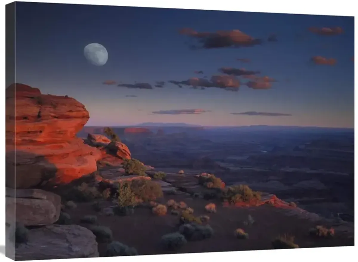 Moon over Canyonlands National Park from Green River Overlook, Utah-Canvas Art-32x24